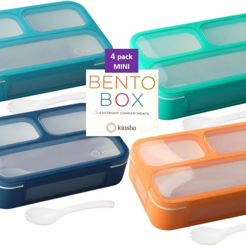 Snack Containers - SMALL Bento Lunch Boxes for Kids Girls Boys 4 Pack
